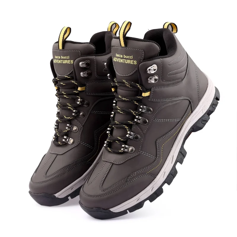Bacca Bucci Grey Trailblazer All Terrain High Top Trekking Boots for Men | Best Price UAE